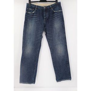 John varvatos Men's 34 Button fly straight leg distressed jeans pockets cotton